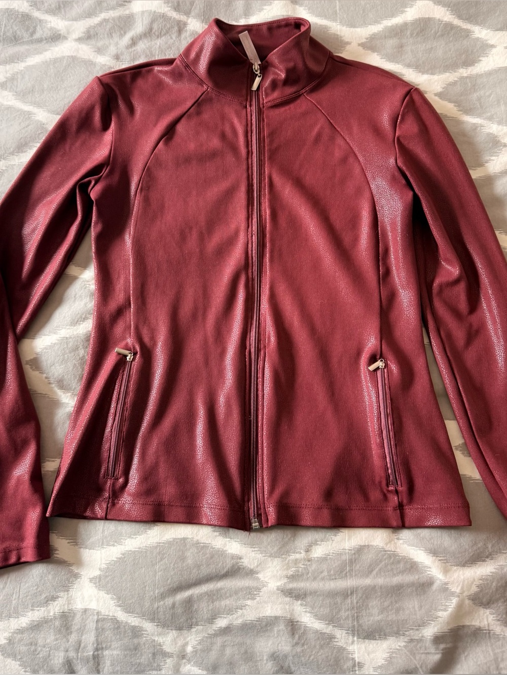Women's Burgundy Zip-Front Athletic Jacket